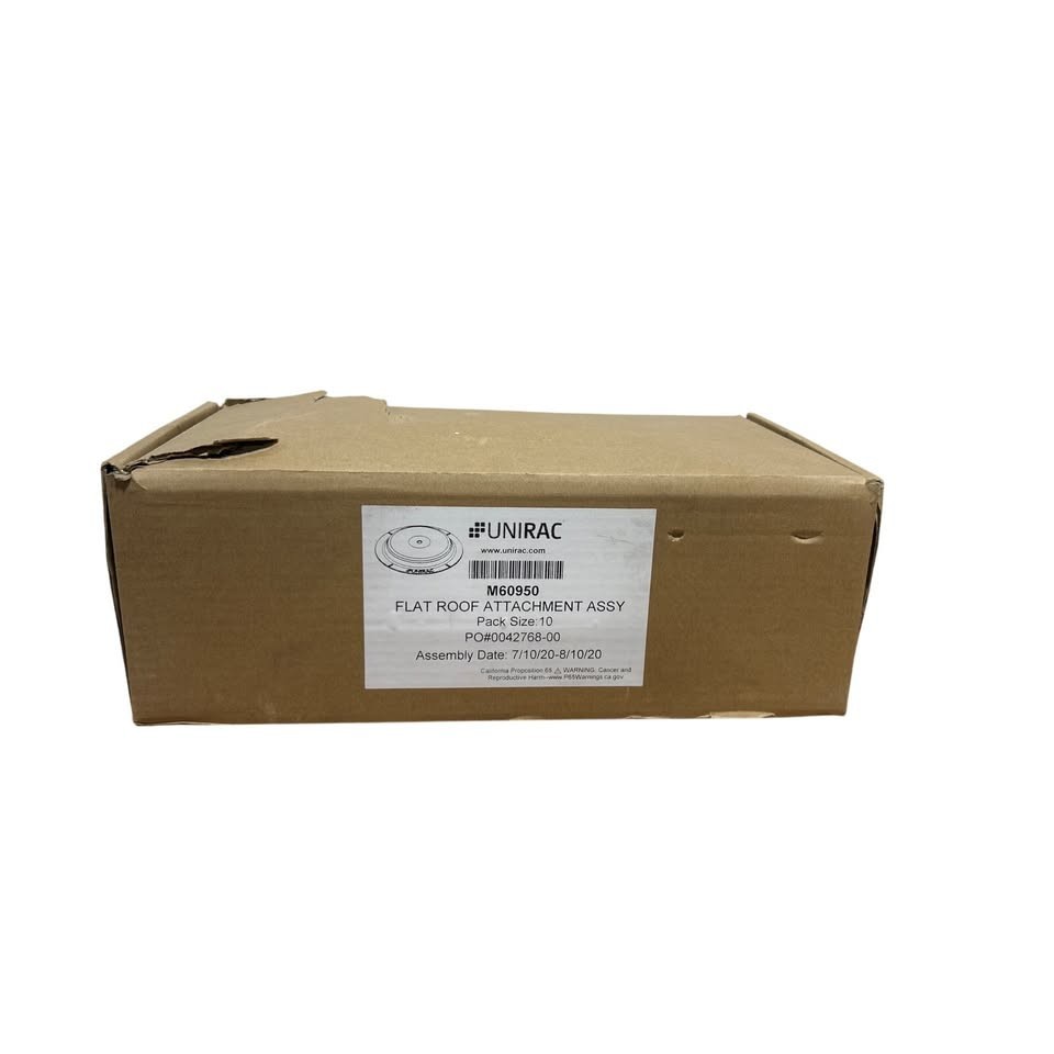 New In Box 10-Pack Unirac White Flat Roof Attachment Assemblies M60950 Solar