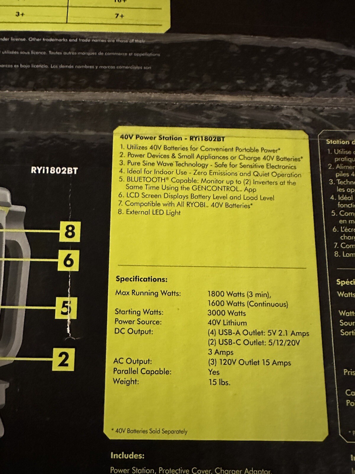 BRAND NEW Ryobi 40V Lithium Battery Inverter Power Station w/ Charging Cable
