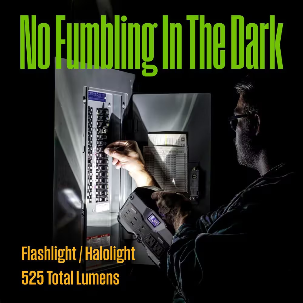 400-Watt Lithium-Ion Portable Power Station with LED Display and Flashlight