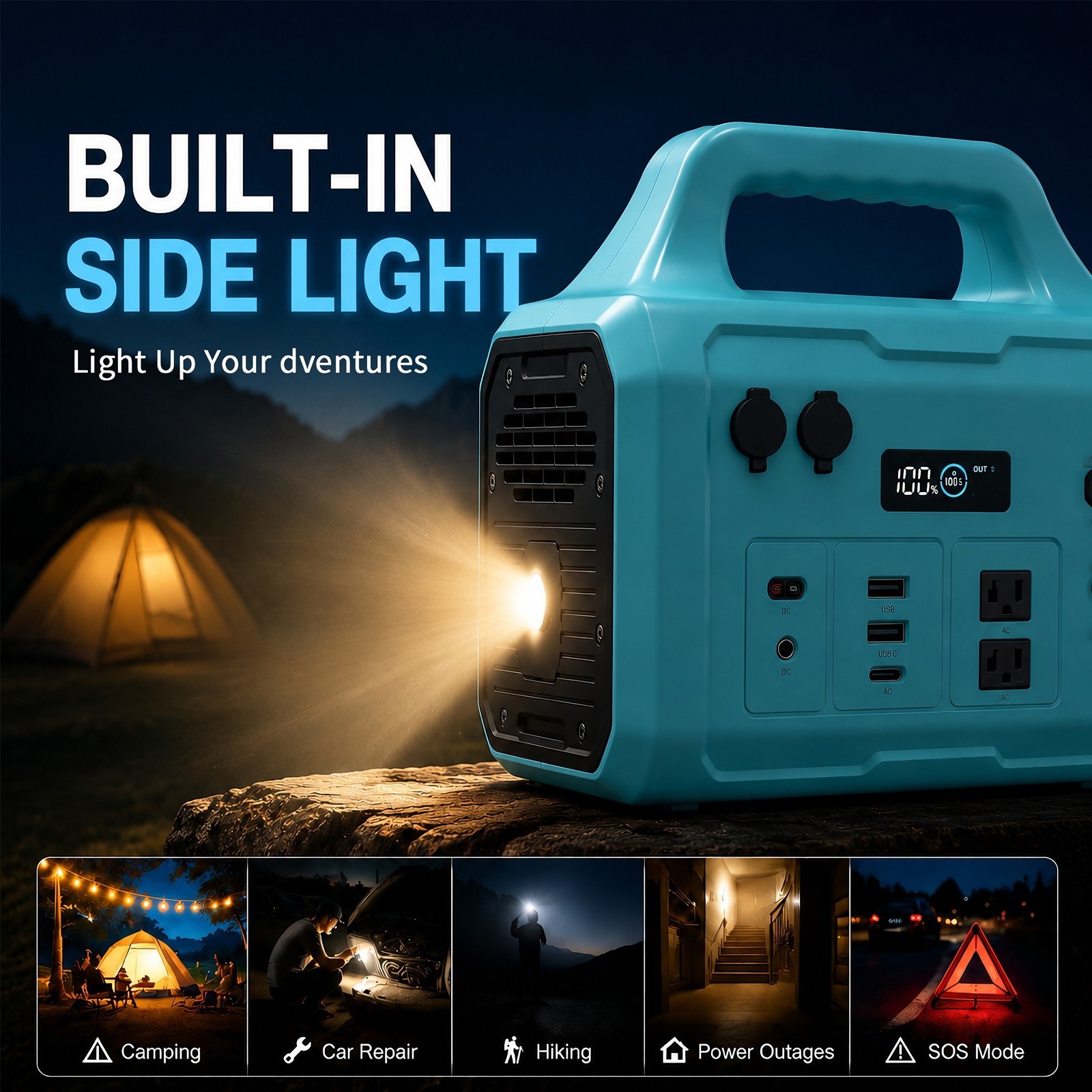 1000W 1024Wh Blue LiFePO4 Portable Pure Sine Wave Fast Charge Power Station