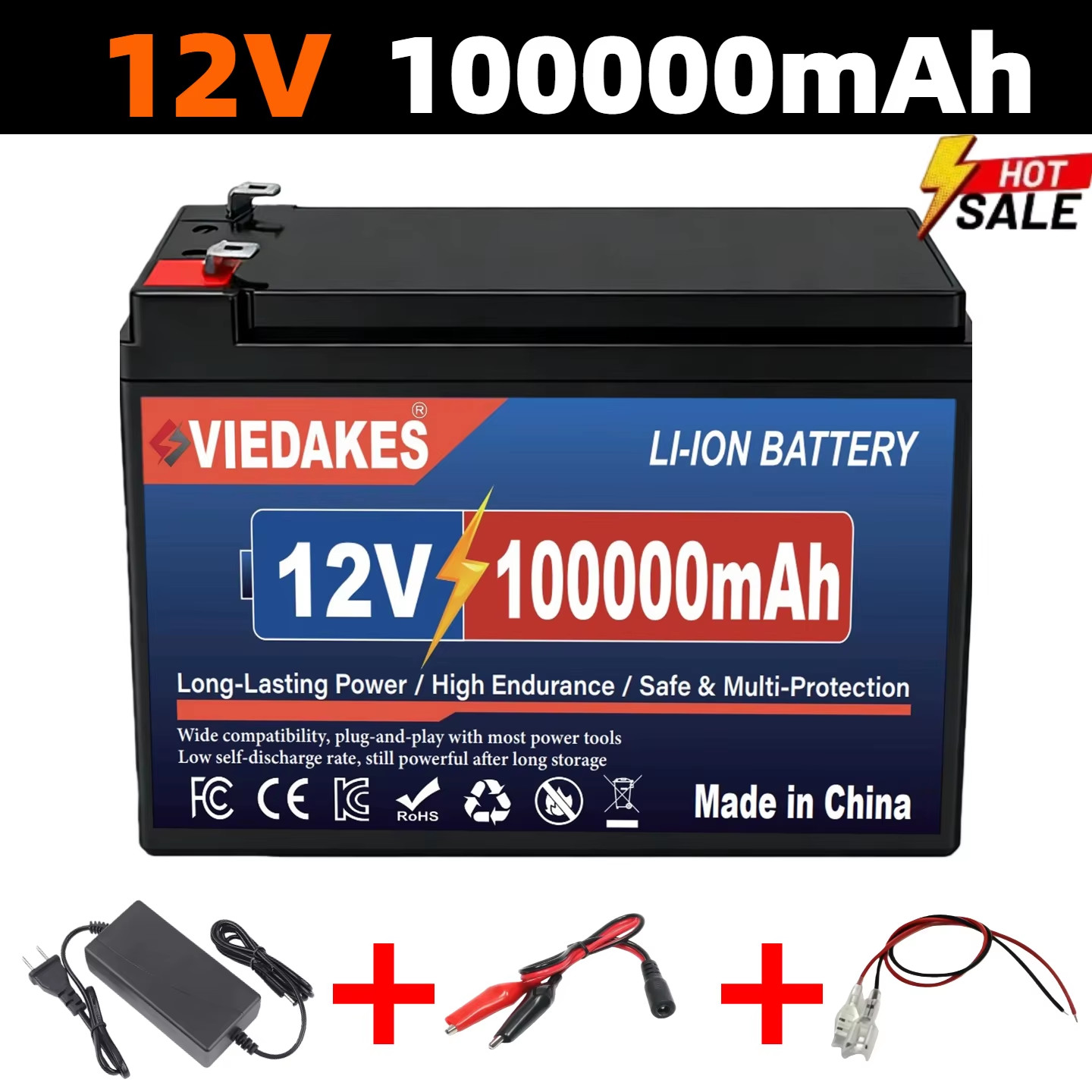 100Ah Rechargeable 12V LiFePO4 Battery – Long Lasting for sprayers Camping RV So