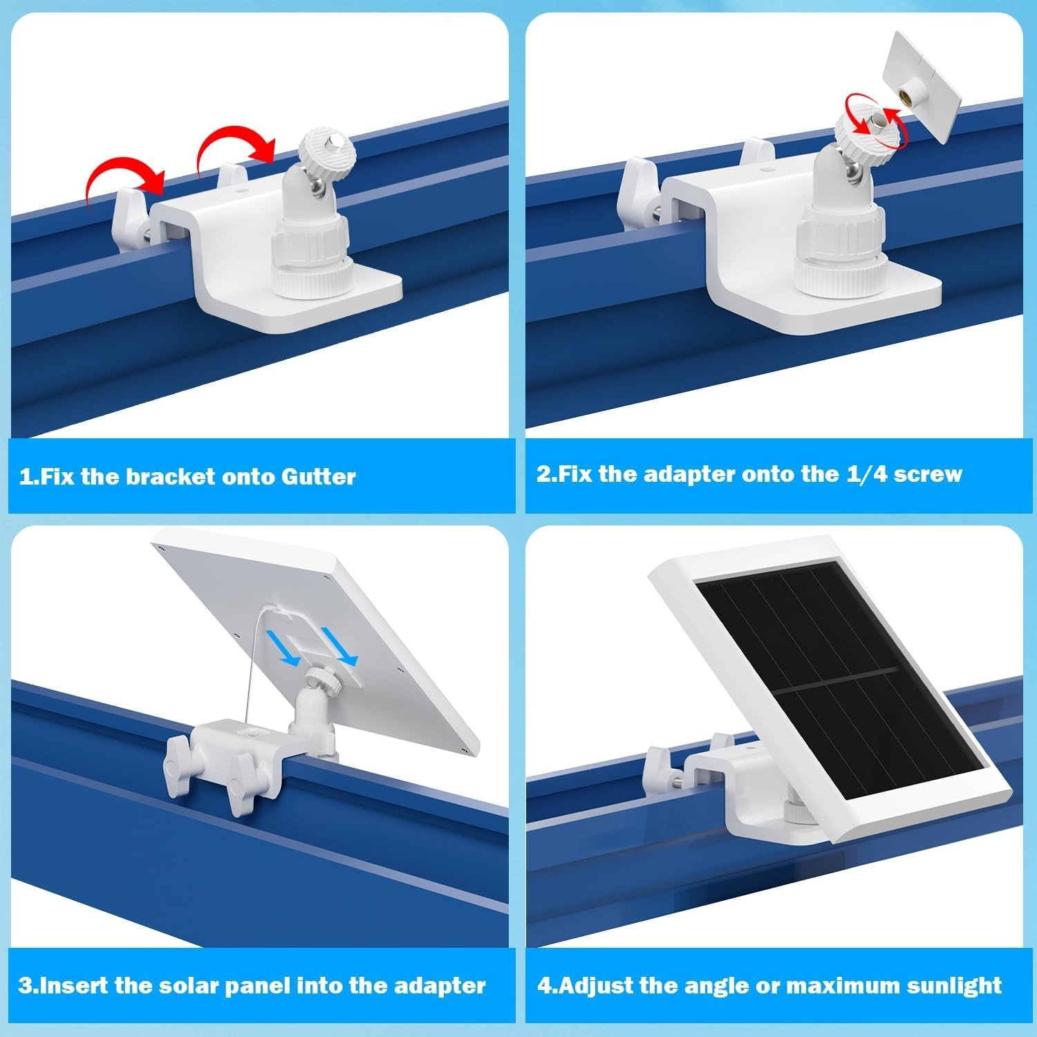 Universal Solar Panel Gutter Mount 360° Adjustable for Maximum Sunlight Exposure