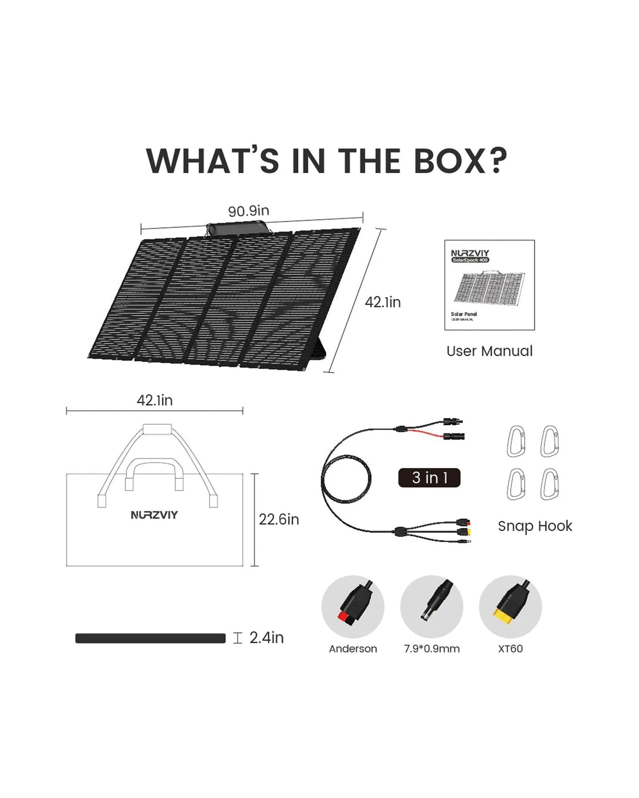 400 Watts Foldable Solar Panel, Luggable & Durable, Portable 400W Solar Charg…