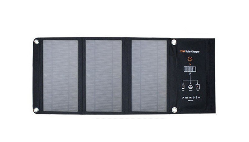 Folding Solar Panel 5V 21W Fast Dual USB Charge Power Bank For Cell Mobile Phone