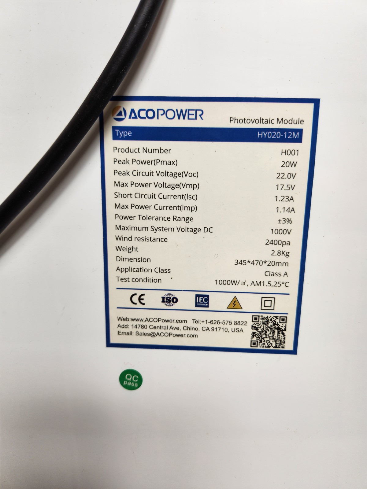 2 ACOPOWER HY020-12M / 20 Watt Solar Panels 1 Sealed 1 Open