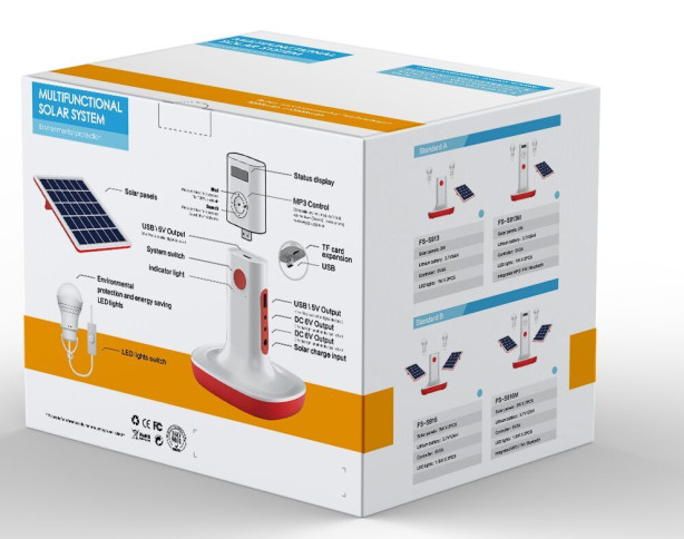 Multifunctional Mini Solar power System, LED Lights, Solar Panel, MP3/FM/BT