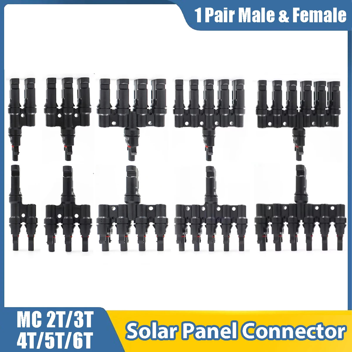 1 to 2/3/4/5/6T Solar MC Connectors for Photovoltaic Energy PV Panel Parallel Sp