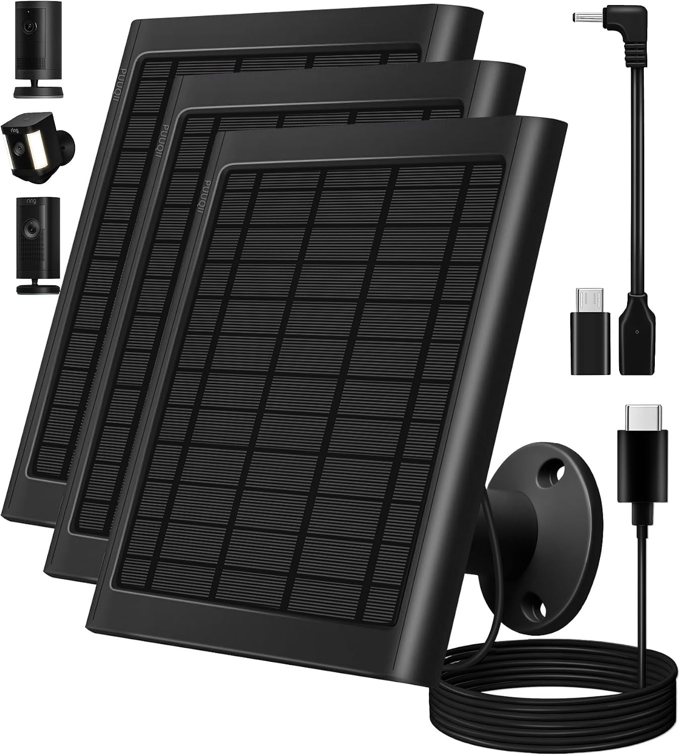 8W Solar Panel for Ring Camera, 3-Pack Solar Panel Charger Compatible with Ring