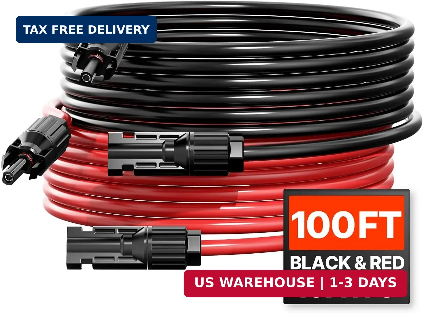 VEVOR 100FT Solar Cable 10AWG, Solar Panel Extension Wire 6mm² PV Cable with Wat