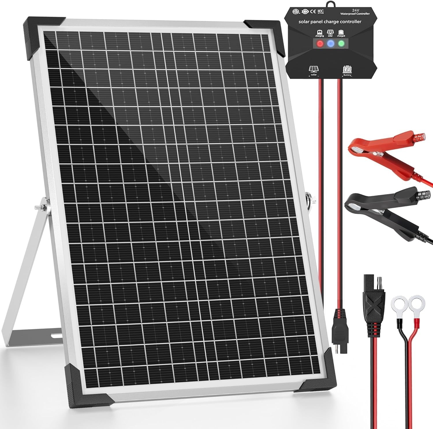 30W 24V Solar Panel Kit, Solar Battery Maintainer with MPPT Charge Controller…