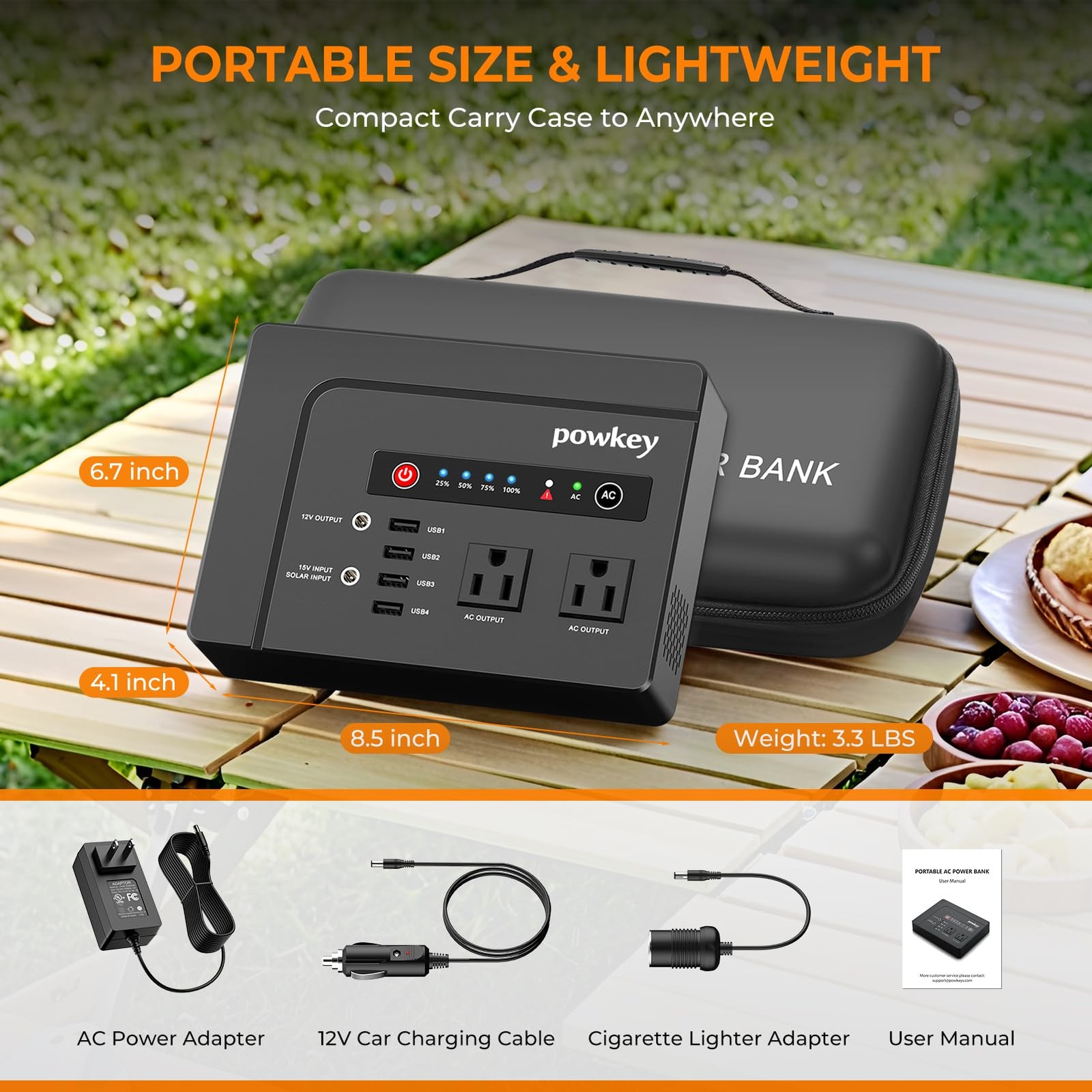 powkey Portable Power Station 200W 146Wh Portable Solar Generator Battery Pack