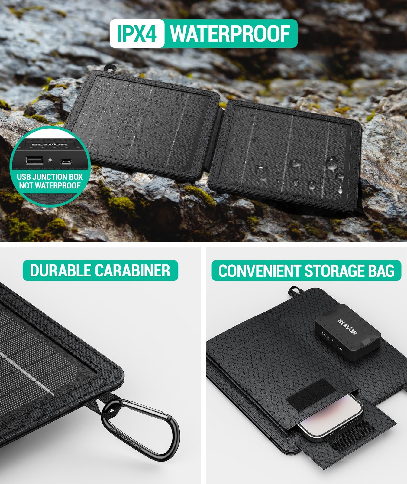BLAVOR 10W Portable Solar Charger(5V/2A Max), Small Foldable Solar Panel with…