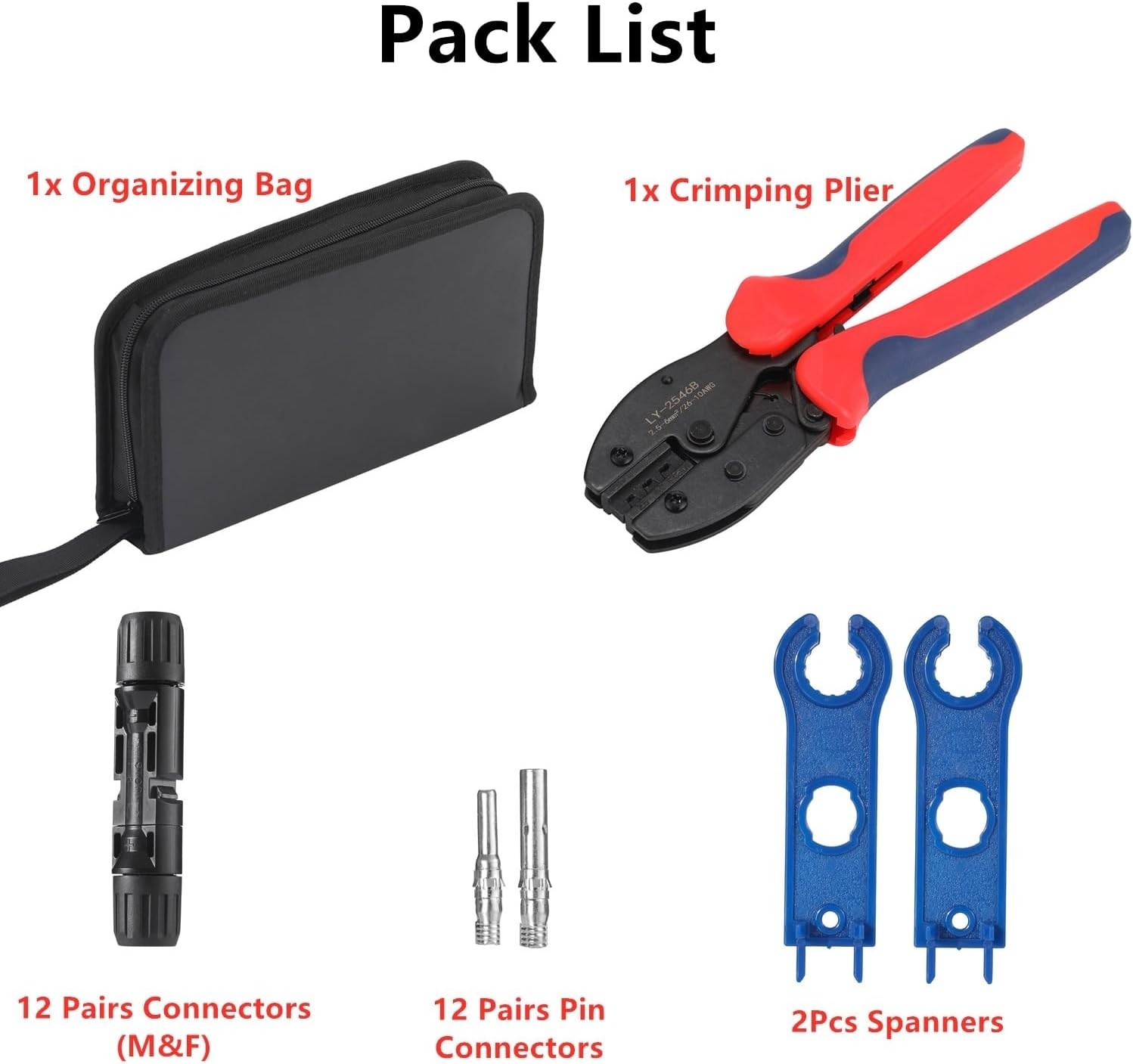 Ergonomic 51 PCS Solar Crimper Tool Kit – Includes 12 Connectors & Spanners