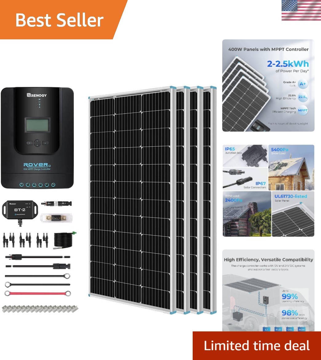Complete 400W Solar Kit: 4 Monocrystalline Panels & 40A MPPT Controller