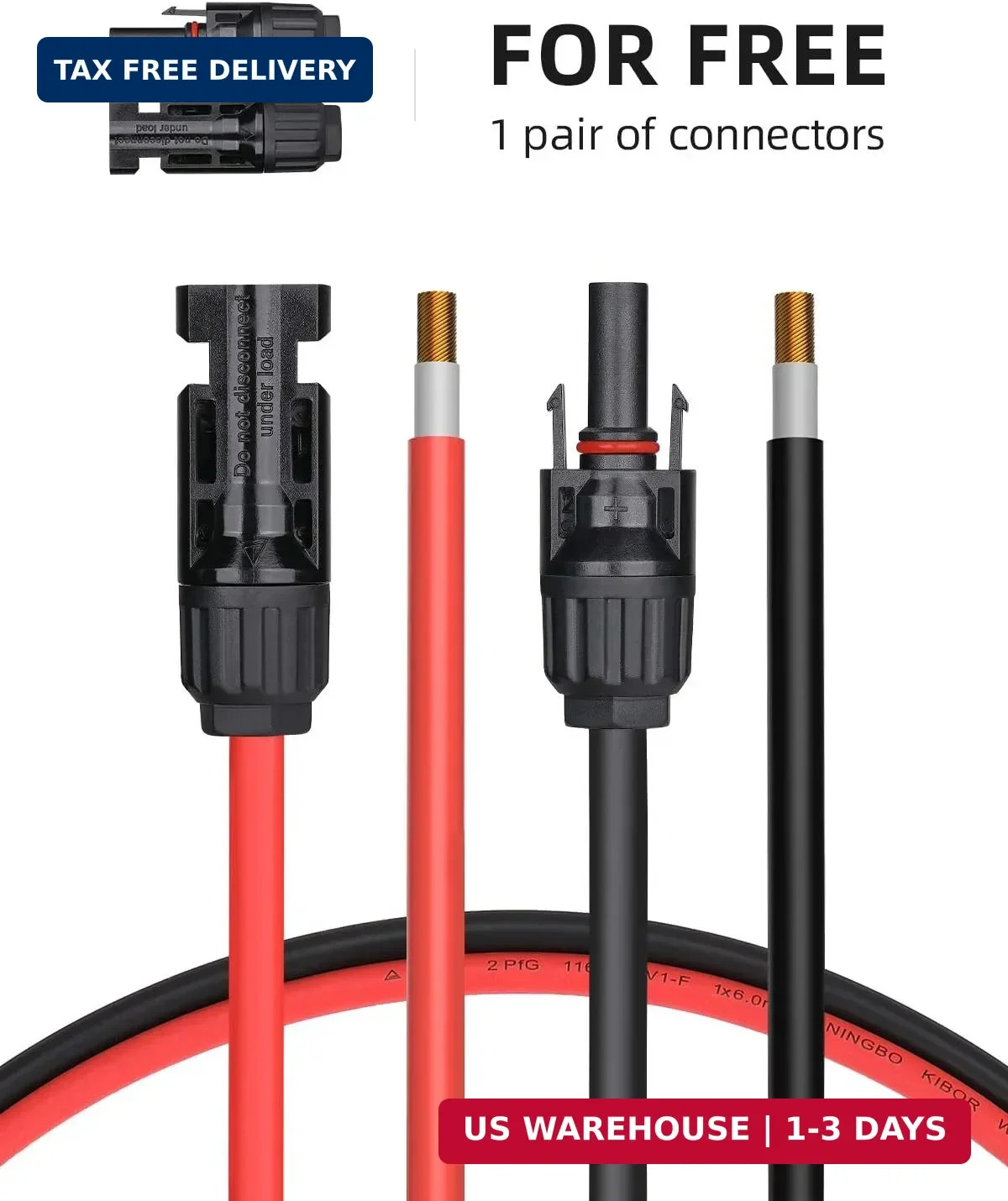 BougeRV 40 Feet 10AWG Solar Extension Cable with Female and Male Connector with