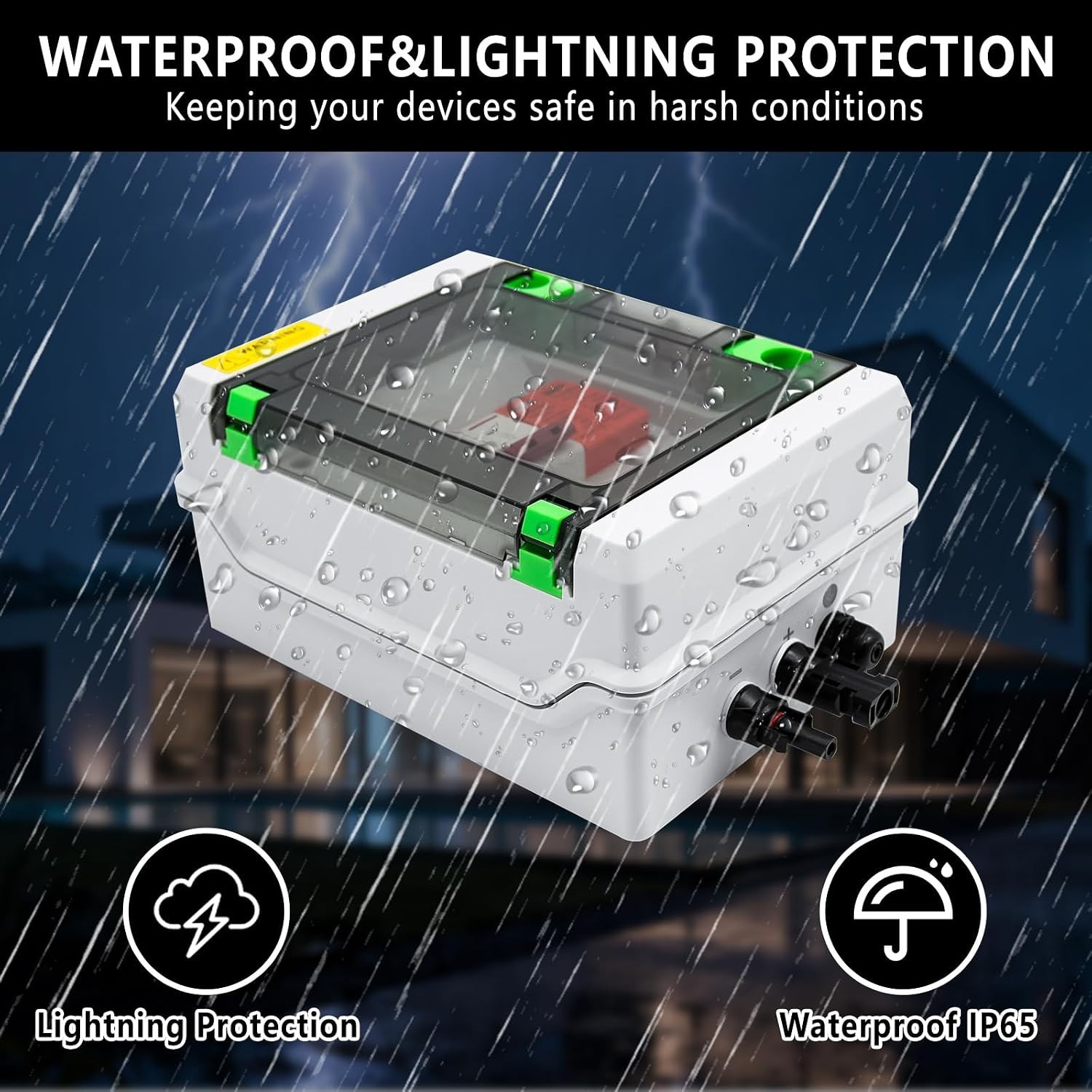 Solar Combiner Box 1-In-1-Out 50A Circuit Breaker Surge Protector