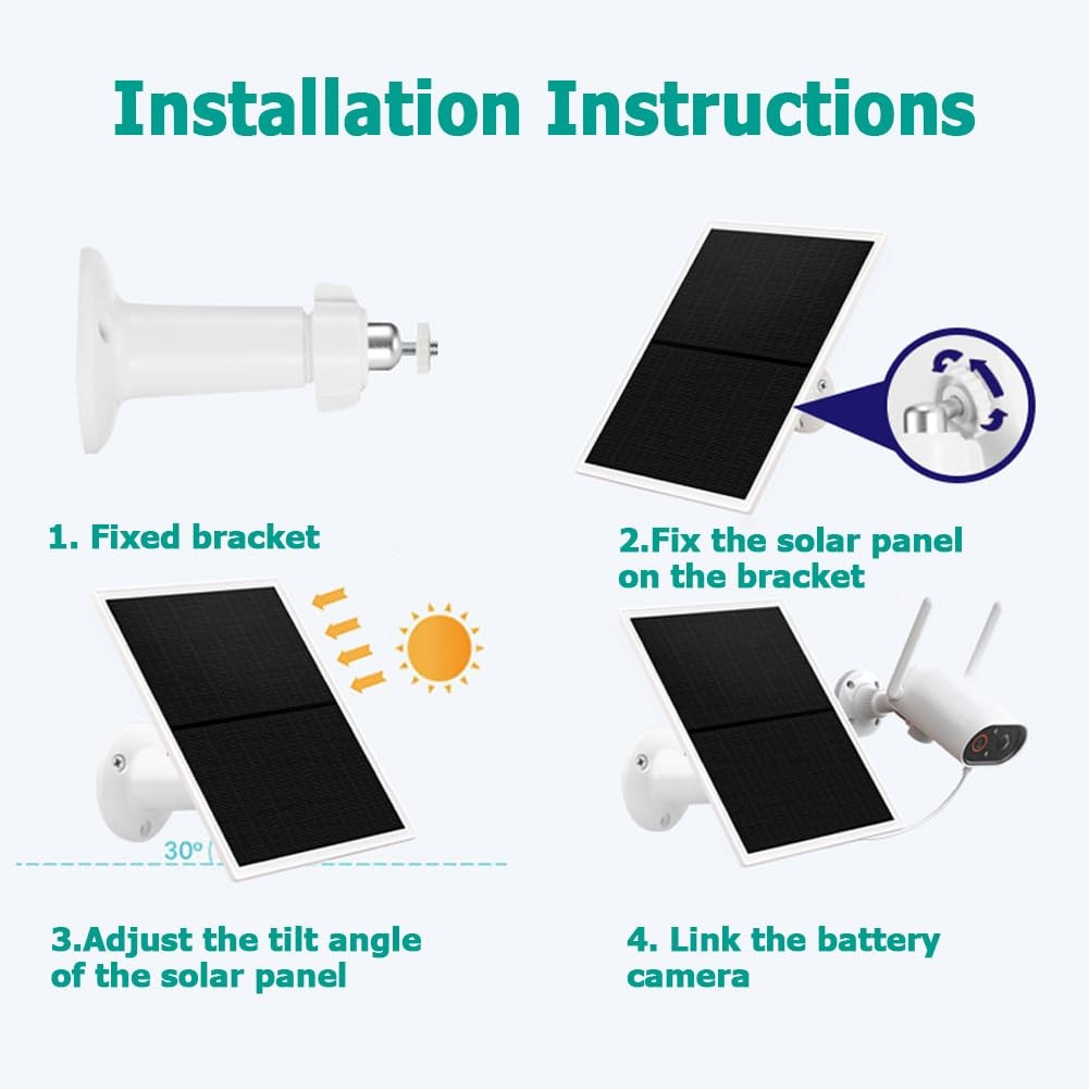 Solar Panel Charger 10W 2A DC 5V for Outdoor Security Cameras – IP66 Waterproof