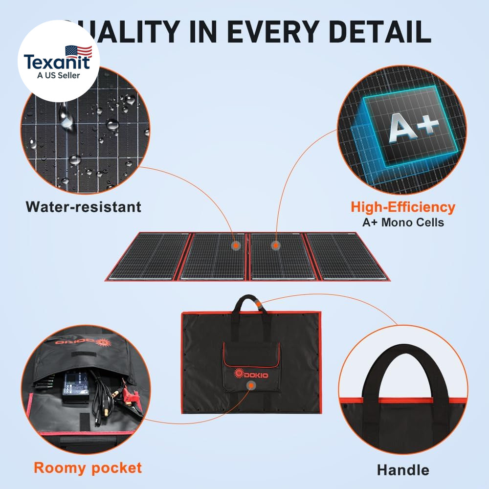 200W Portable Foldable Solar Panel Kit (20X27In, 9.7Lb), with Separate Controlle