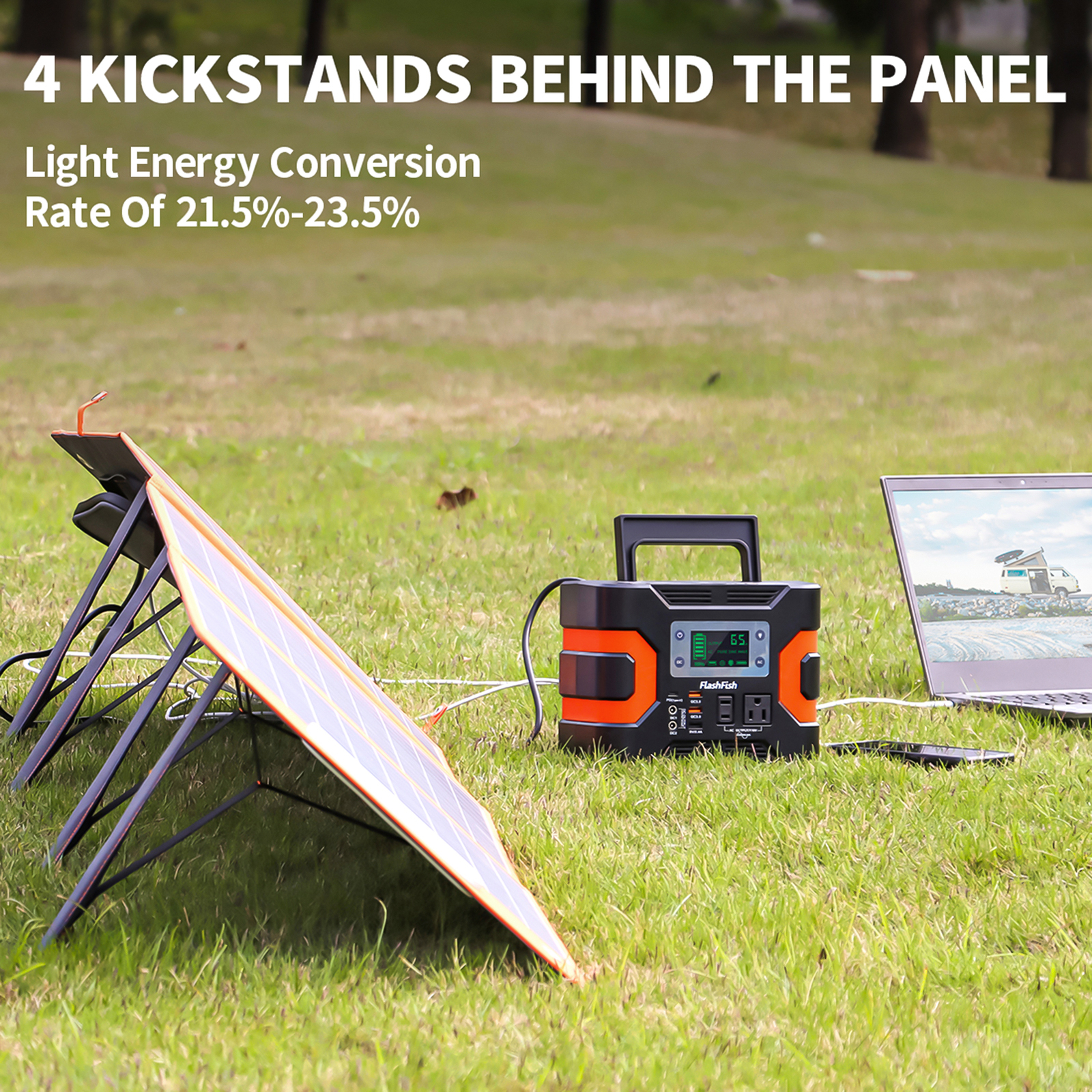 Flashfish 18V/100W Foldable Solar Panel Solar Charger Power Station Outdoor D6W7