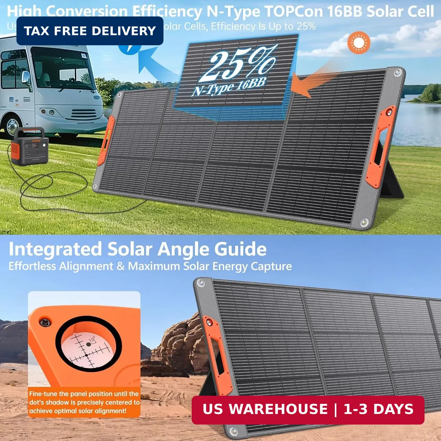 SOKIOVOLA 200W Ultra-Lightweight Portable Solar Panel for EF/Jackery/Anker Power