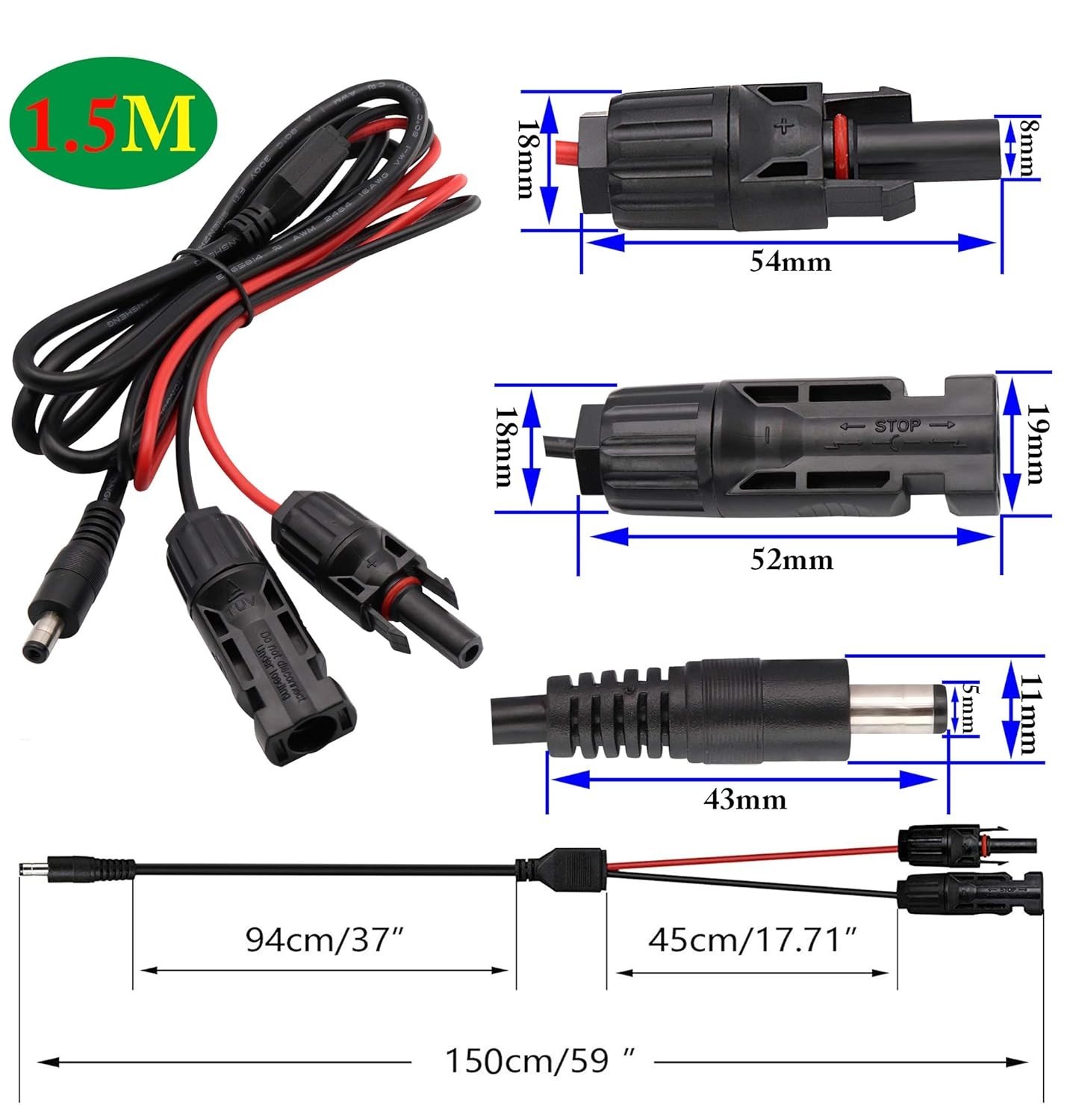 Solar Adapter Male and Female to DC 5.5mm x 2.1mm Male Solar Power Extension …