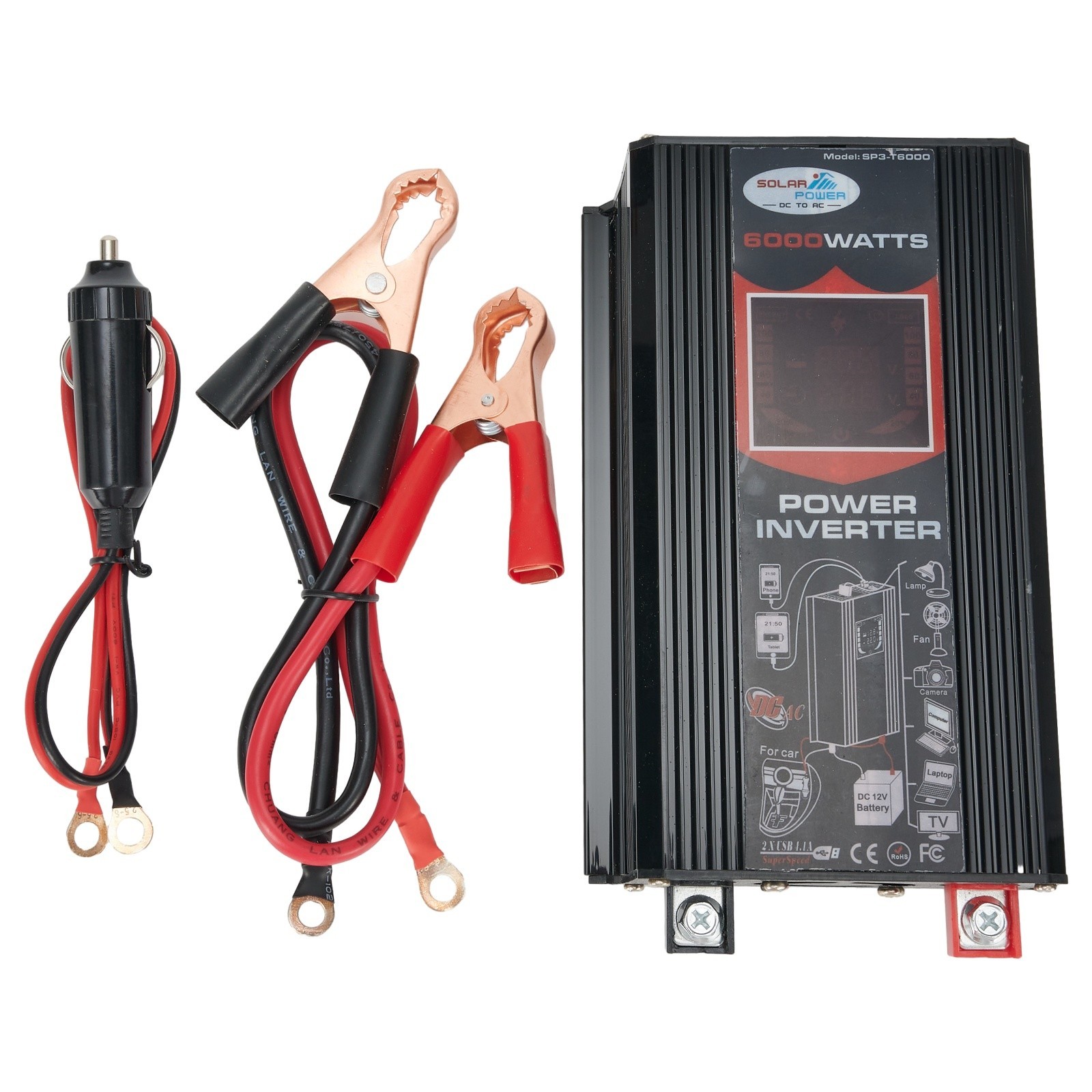 Powerful Output 6000W DC 12V to AC 110V Car Voltage Converter Dual USB
