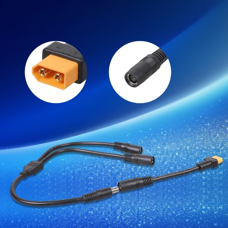 Heat Resistant XT60 Male To Double 8x2mm Female Power Cord For Various Models
