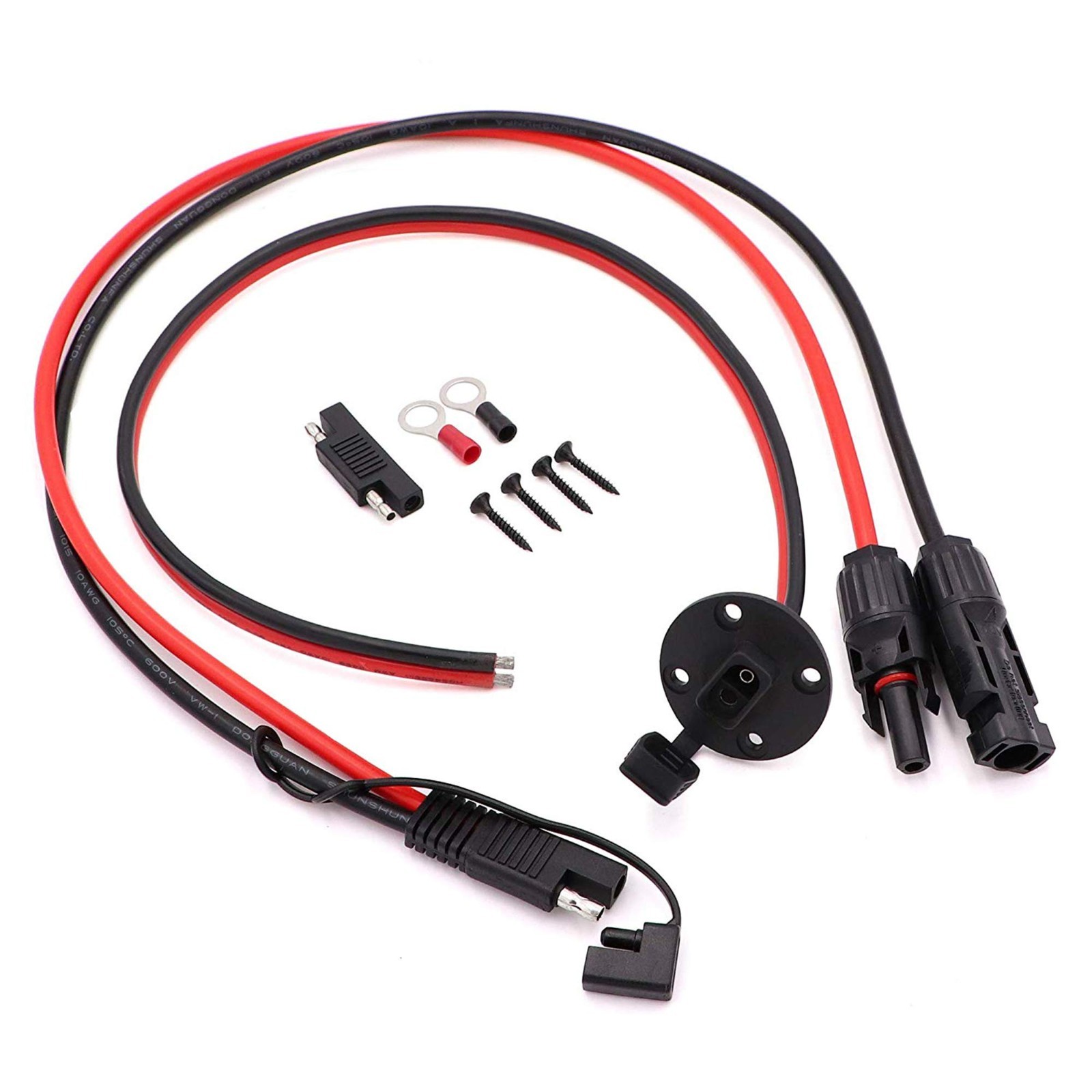 2FT 10AWG Solar Connector SAE Adapter Cable, Weatherproof Port Kit for RV, Boat,