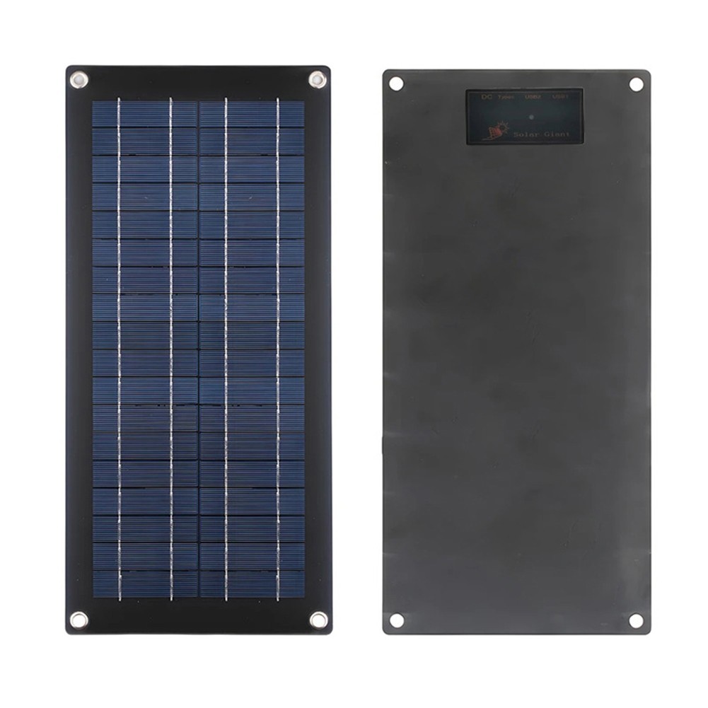 60W 18V Solar Panel Charger for Car RV Van Boat with Dual 5V USB Outputs