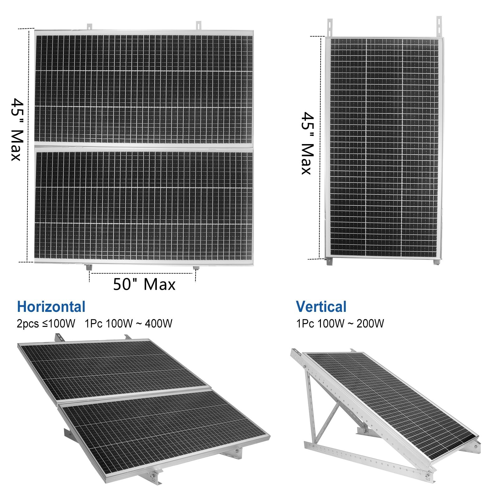2 Sets 45″ Solar Panel Mount Brackets for 100-400 Watts Solar Panel with Enha…