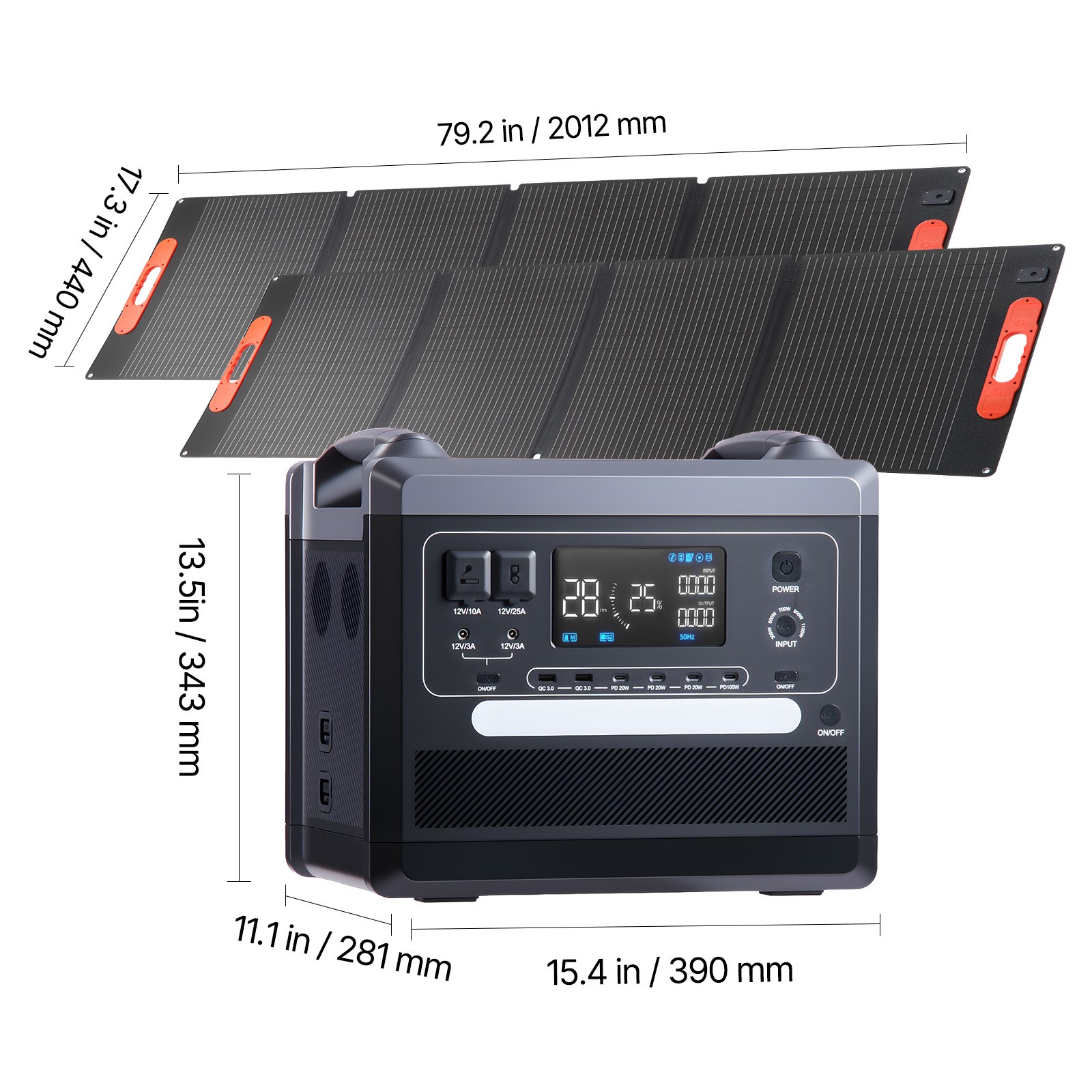 Uimoso Portable Power Station 2400W 2160Wh with 2 Foldable 200W Solar Panels
