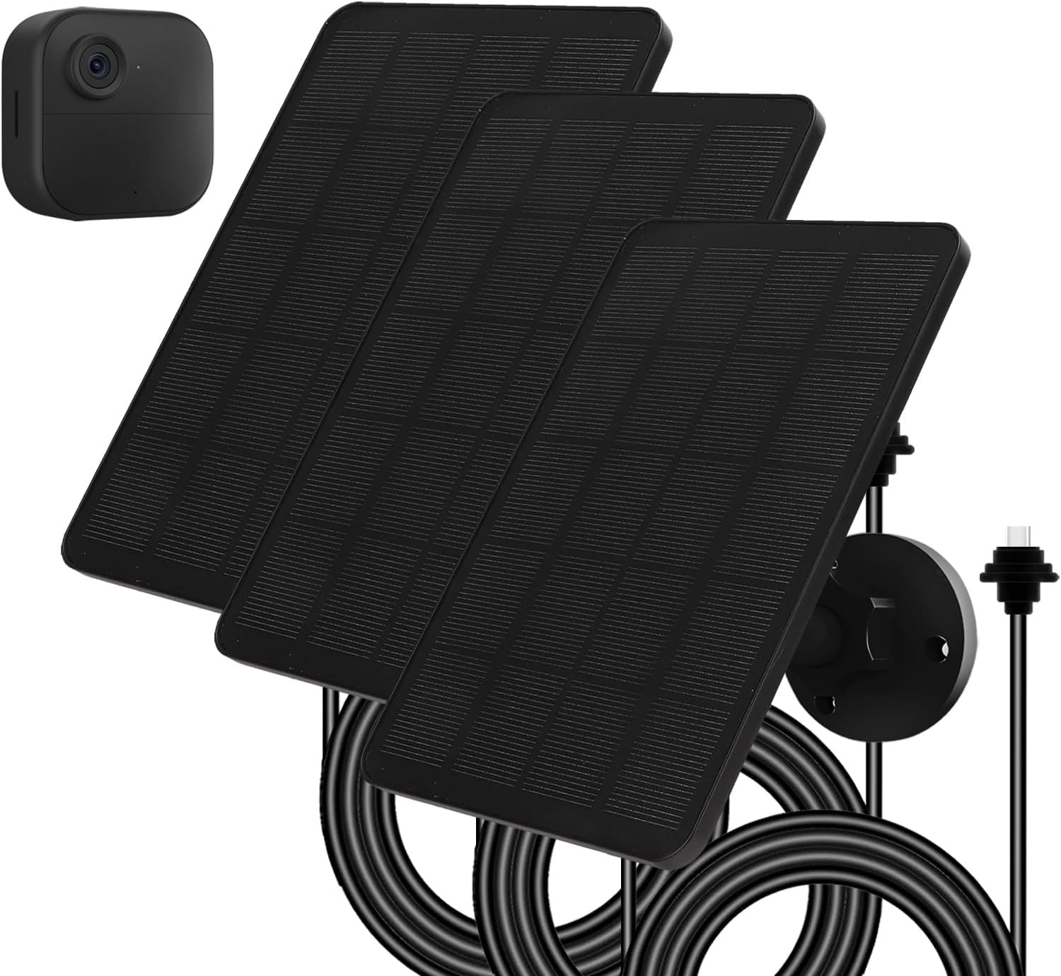 4W Solar Panel for Outdoor 4 Camera IP65 Waterproof with 13ft USB-C Cable Mount
