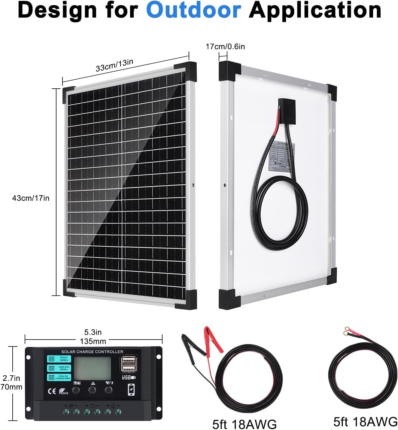 Solar Panel Kit 25W 12V Solar Battery Charger with 10A Charge Controller and …