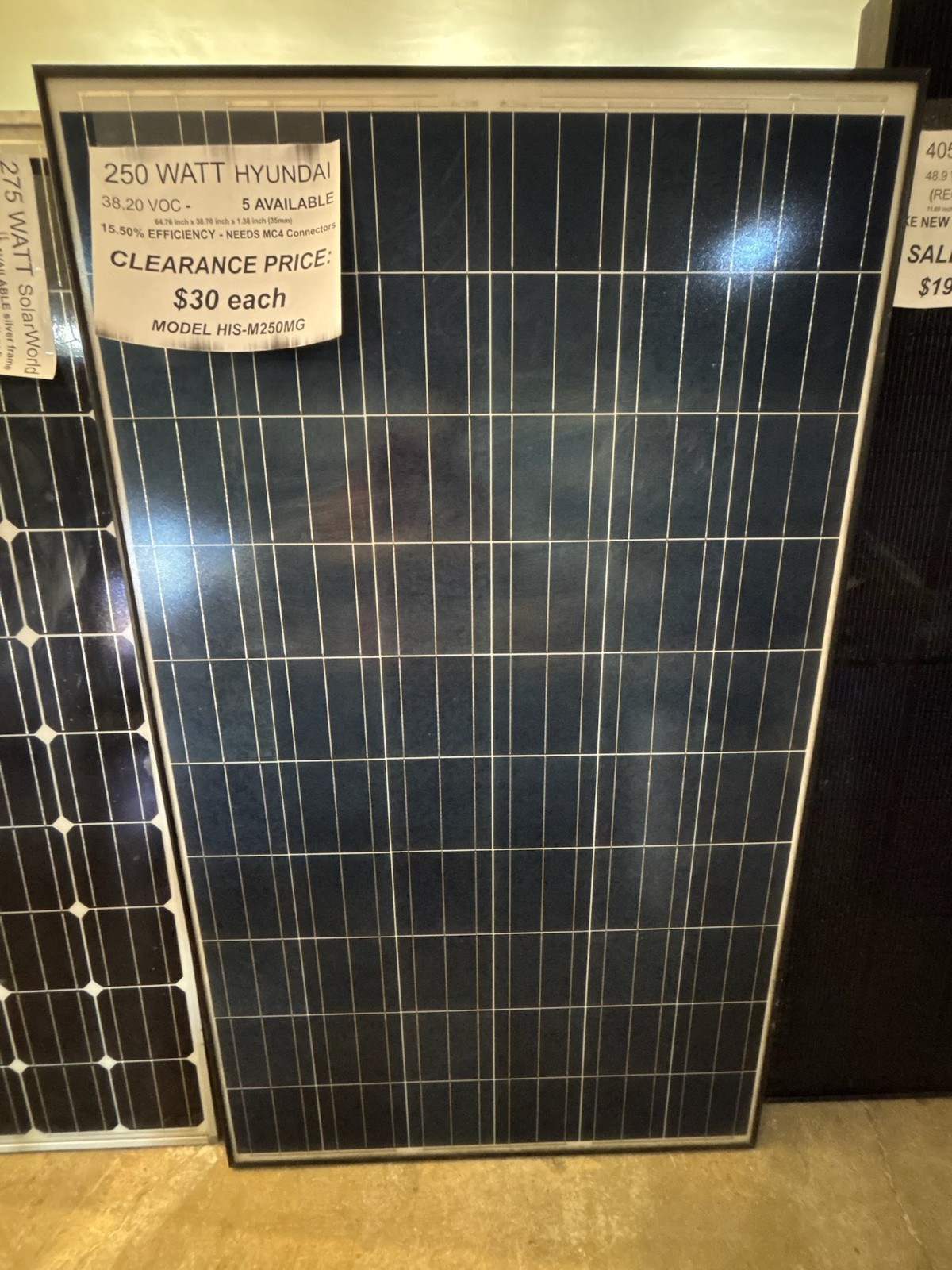 250W HYUNDAI HiS-M250MG PR PRE-OWNED Solar Modules