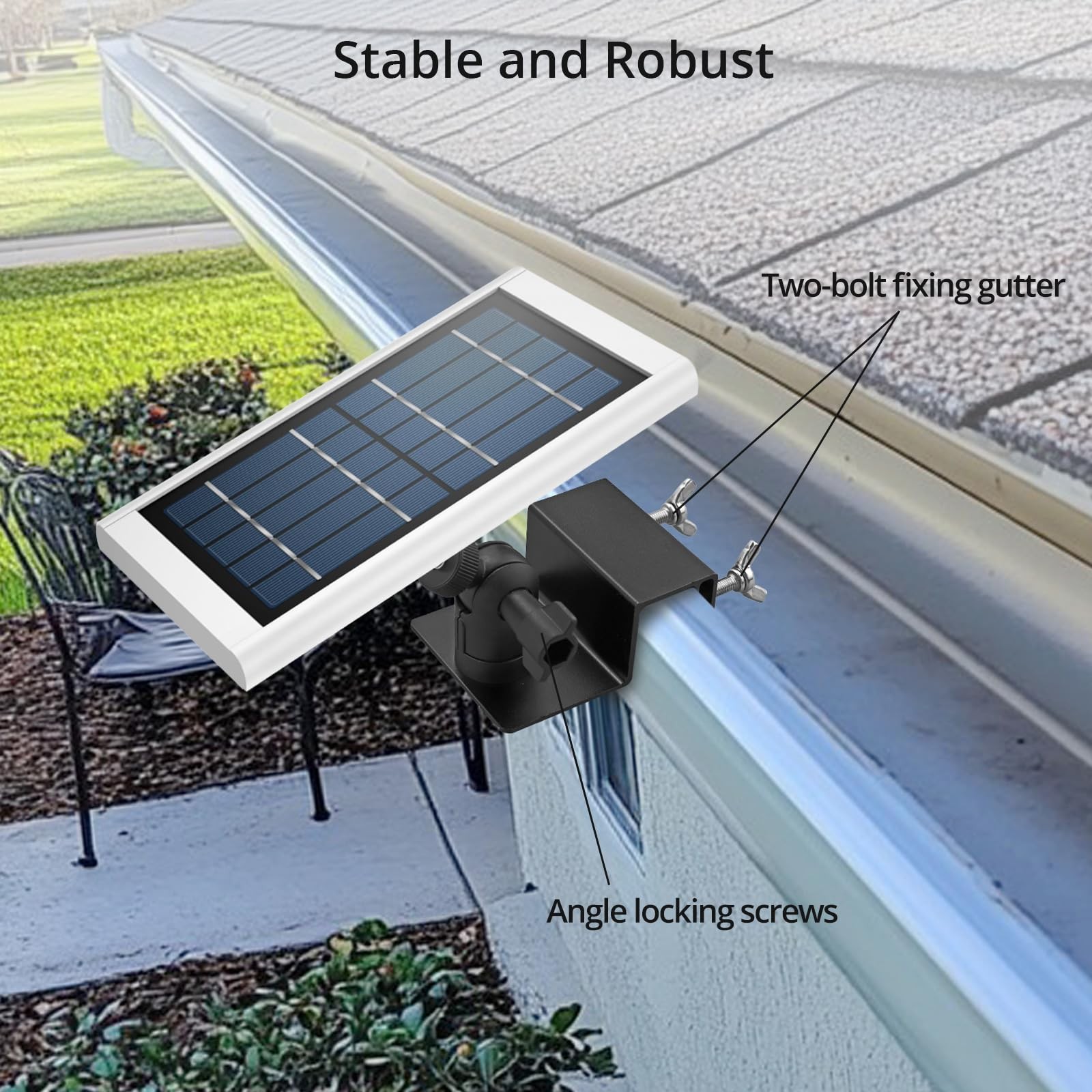 Anbte 2PCS Adjustable Gutter Mount for Ring Solar Panels & Security Black