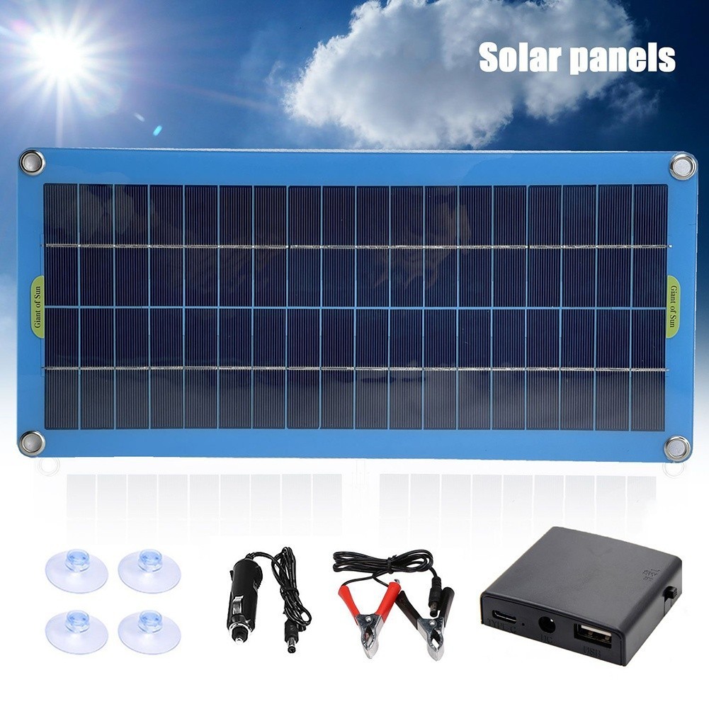 12V 30W Solar Panel For Camping PET Laminated Sheet Reverse Current Protection