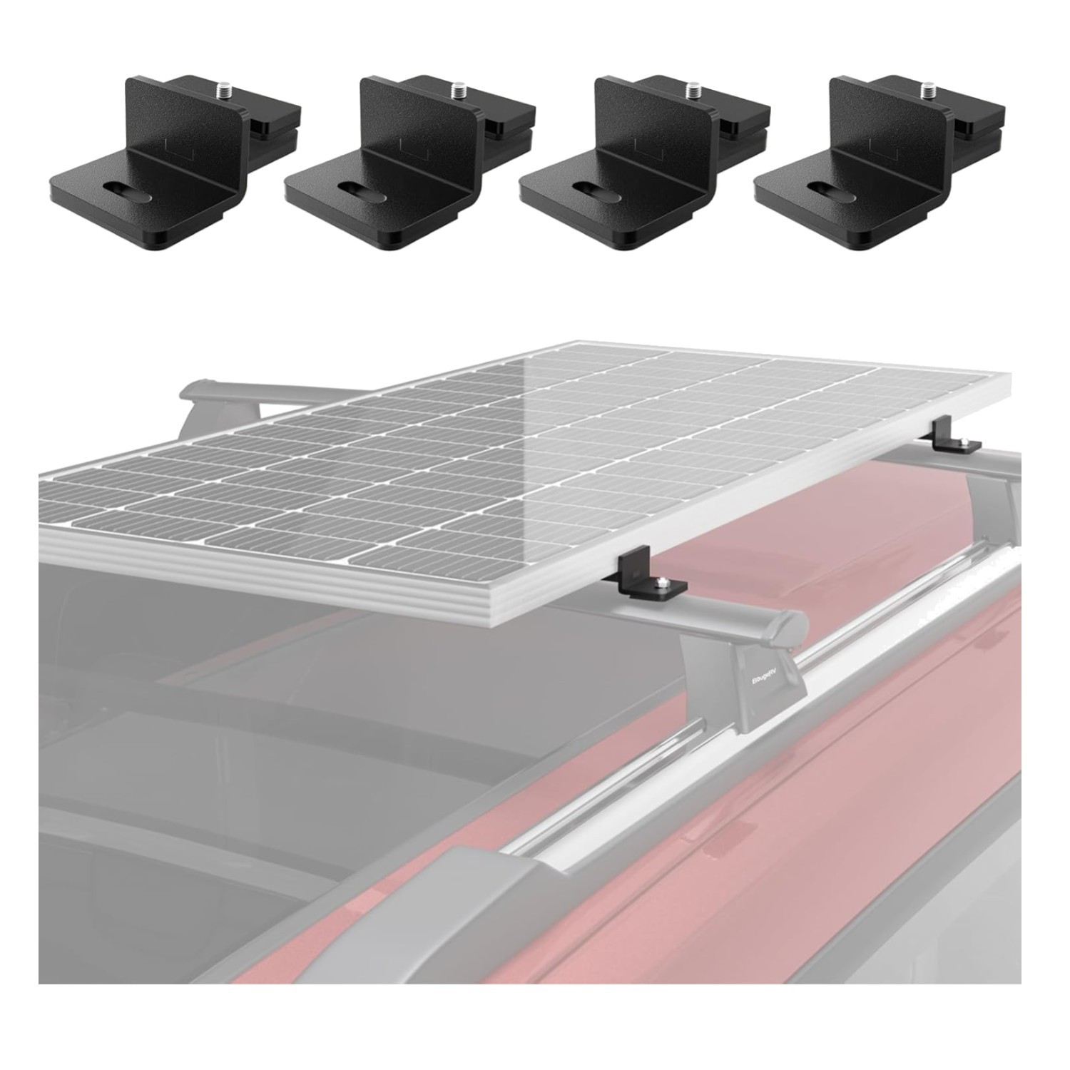 Solar Panel Mounting Kit for 100-200W Panels on T-Track Roof Racks