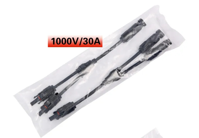Parallel Connector 2-to-1 PV 1000V 30A Branch Adapter Cable For Combiner Box