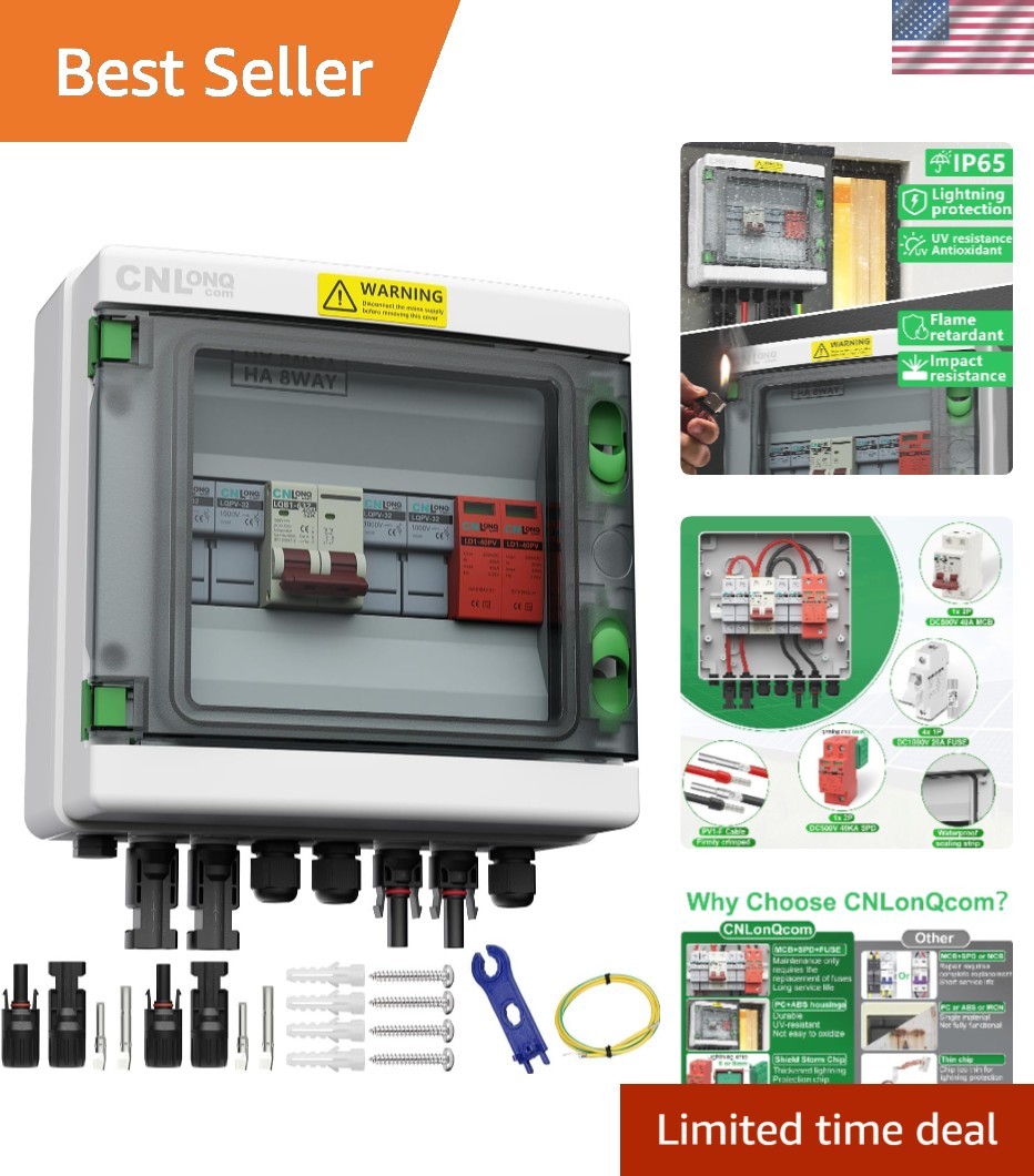 Durable Solar PV Combiner Box with 20A Fuse, 40A Breaker – Waterproof Protection