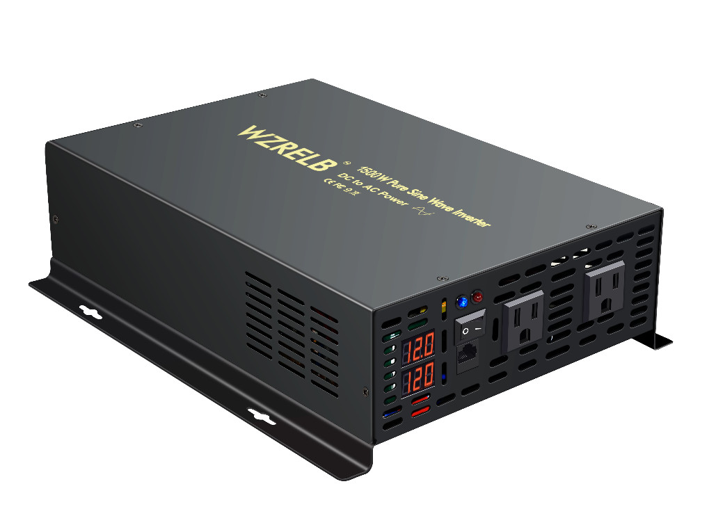 Pure Sine Wave Inverter Power Converter 1500W 12V DC to AC 120V Car Solar Remote