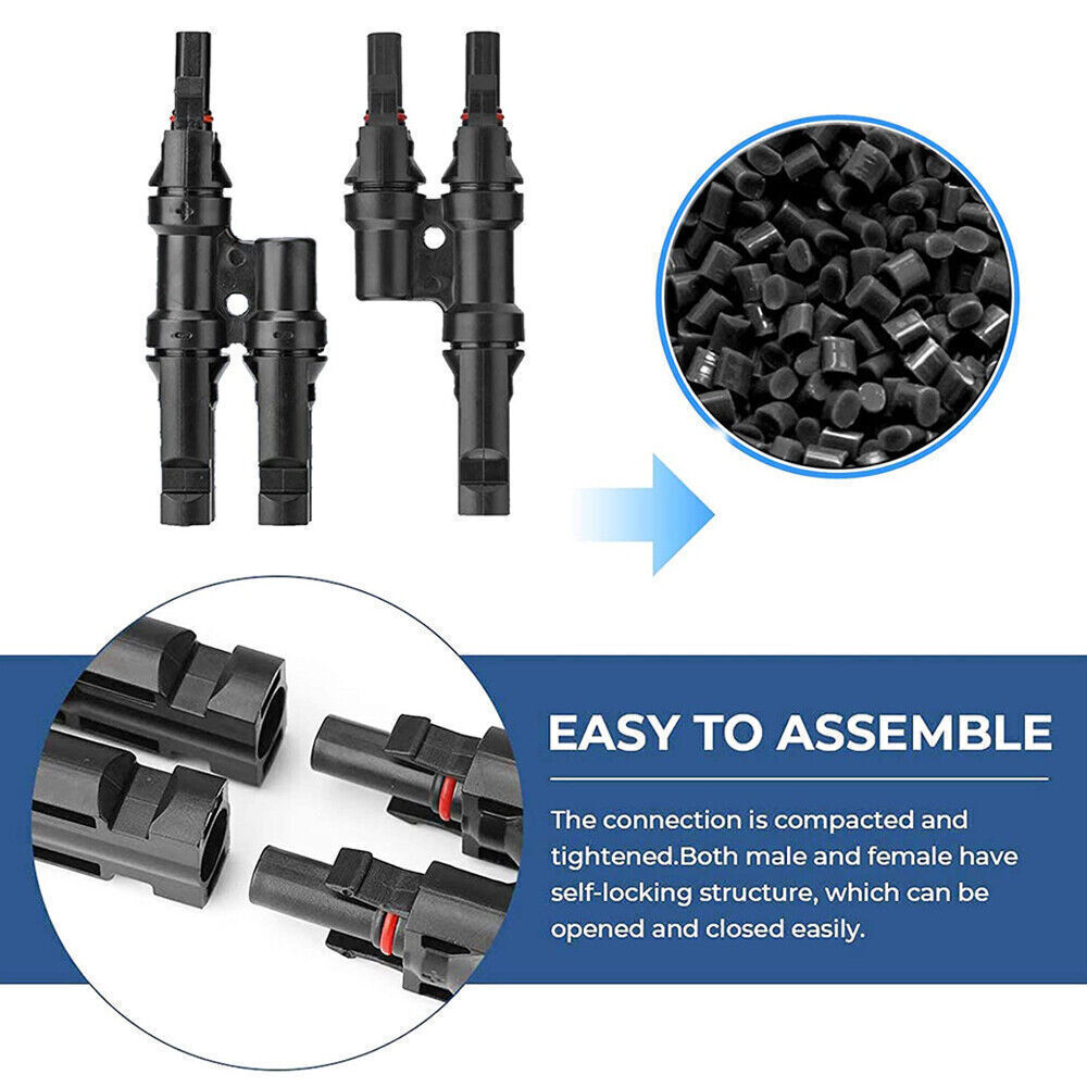 Solar Panel T Branch Cable Connector DIY Waterproof Adapter Extension MMF + FFM