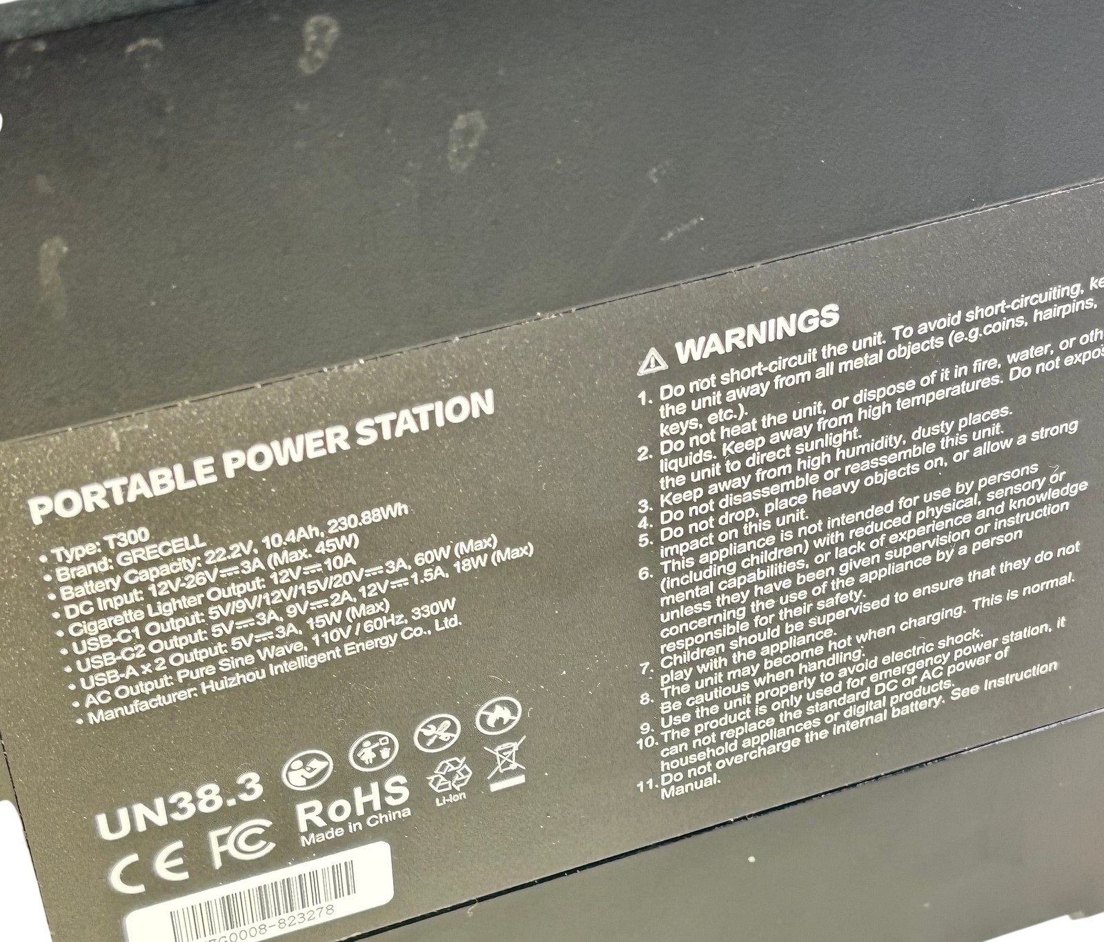 Grecell T300 230.88Wh 22.2V 10.4Ah Portable Power Station – Unit Only