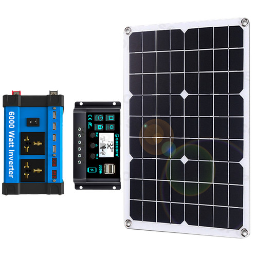 6000W Solar Panel Set Solar Power Inverter Generator Home 100A 110V Grid Syste6C