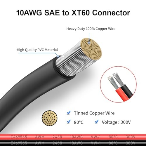10AWG XT60 to SAE Connector Extension Cable with 20FT 10AWG SAE to XT60 Cable