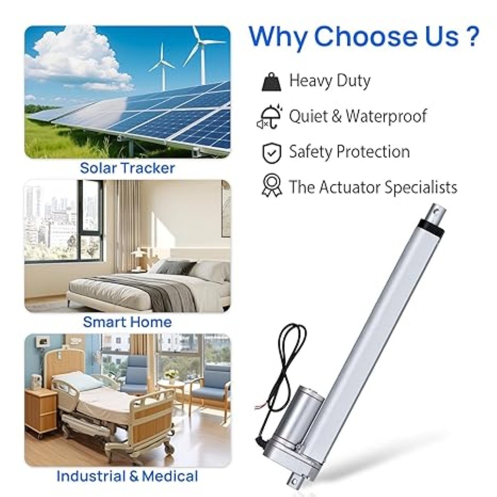 ECO-WORTHY Heavy Duty 330lbs/1500N Solar Tracker Linear Actuator Multi-Functions