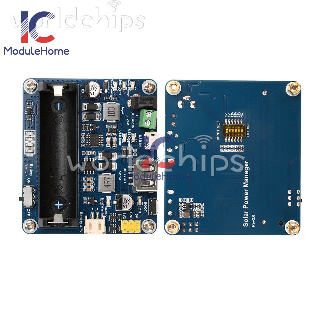Power Manager Module for 6V~24V Solar Panel Support MPPT USB Battery Charging