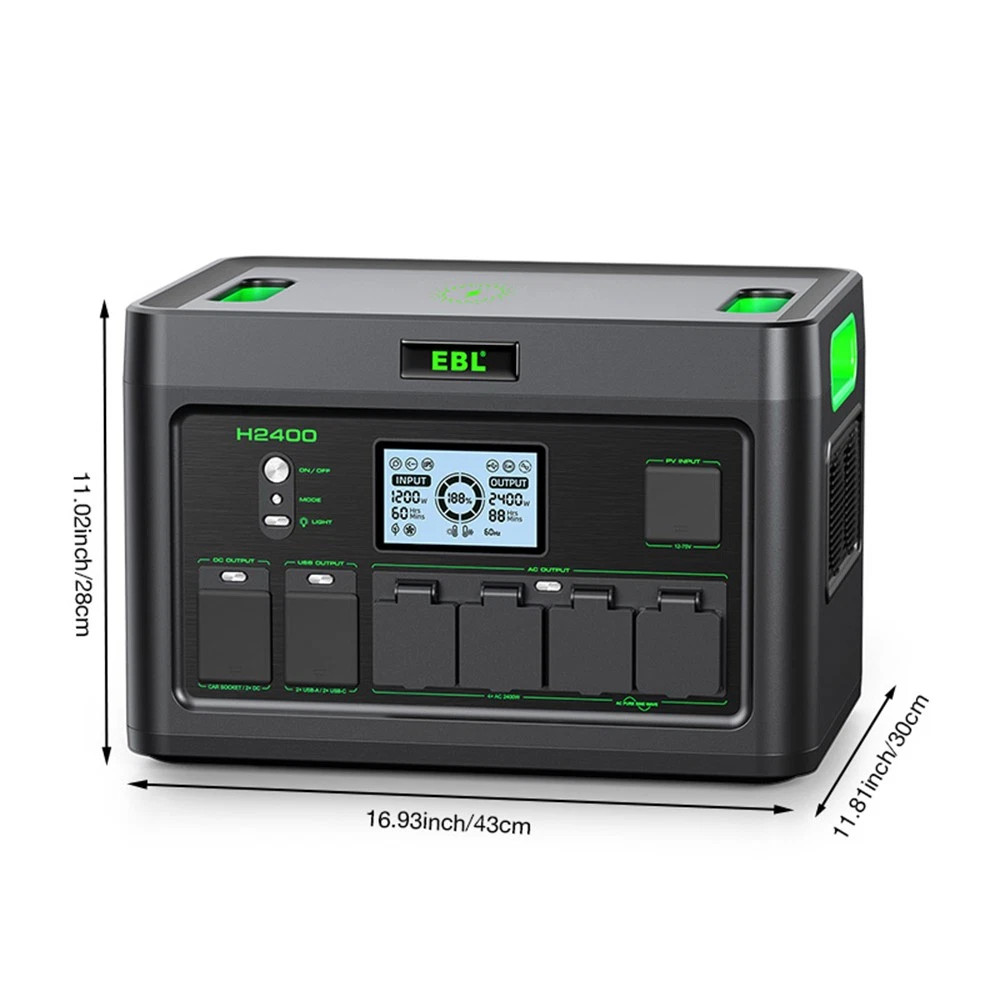 2400W 1843.2Wh Portable Power Station Solar Generator RV LiFePO4 Backup Battery