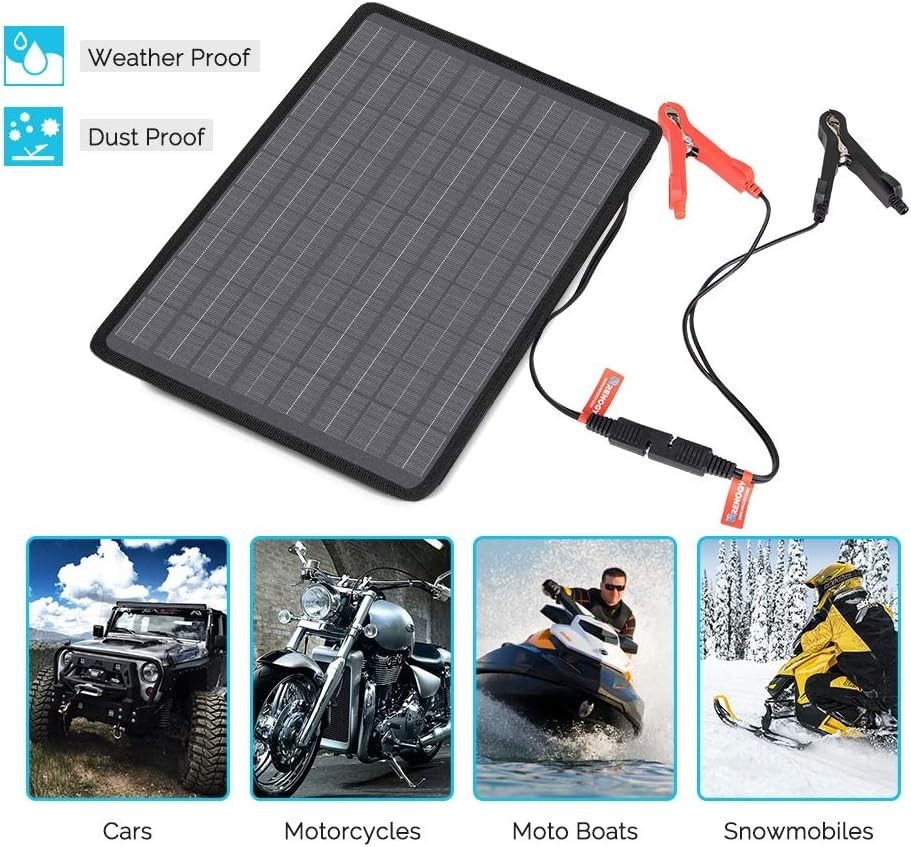 10W Solar Trickle Charger & Battery Maintainer – Portable & Weather Resistant