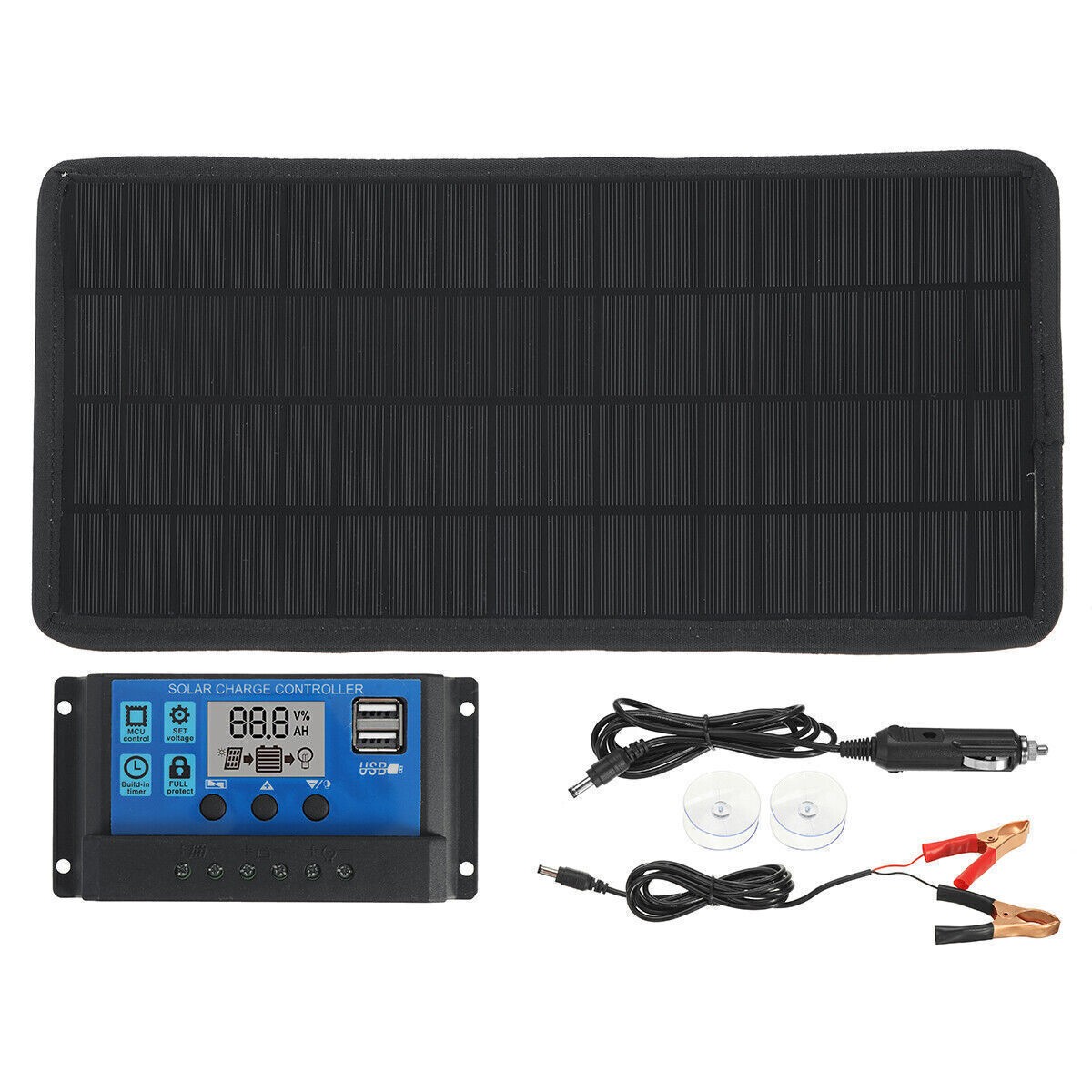 50W Solar Panel Kit 18V Battery 100A Charger Controller FIT For Car RV Caravan