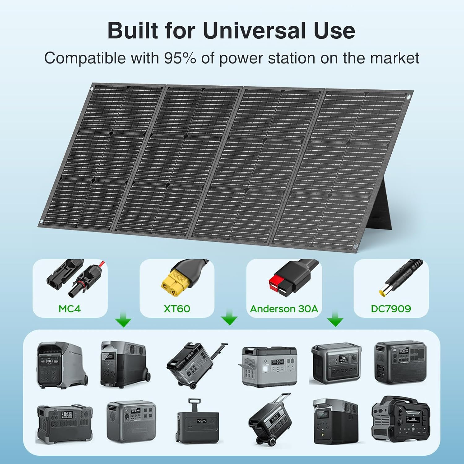 200W Portable Solar Panel for Power Station IP68 Waterproof 200 Watt Foldable So